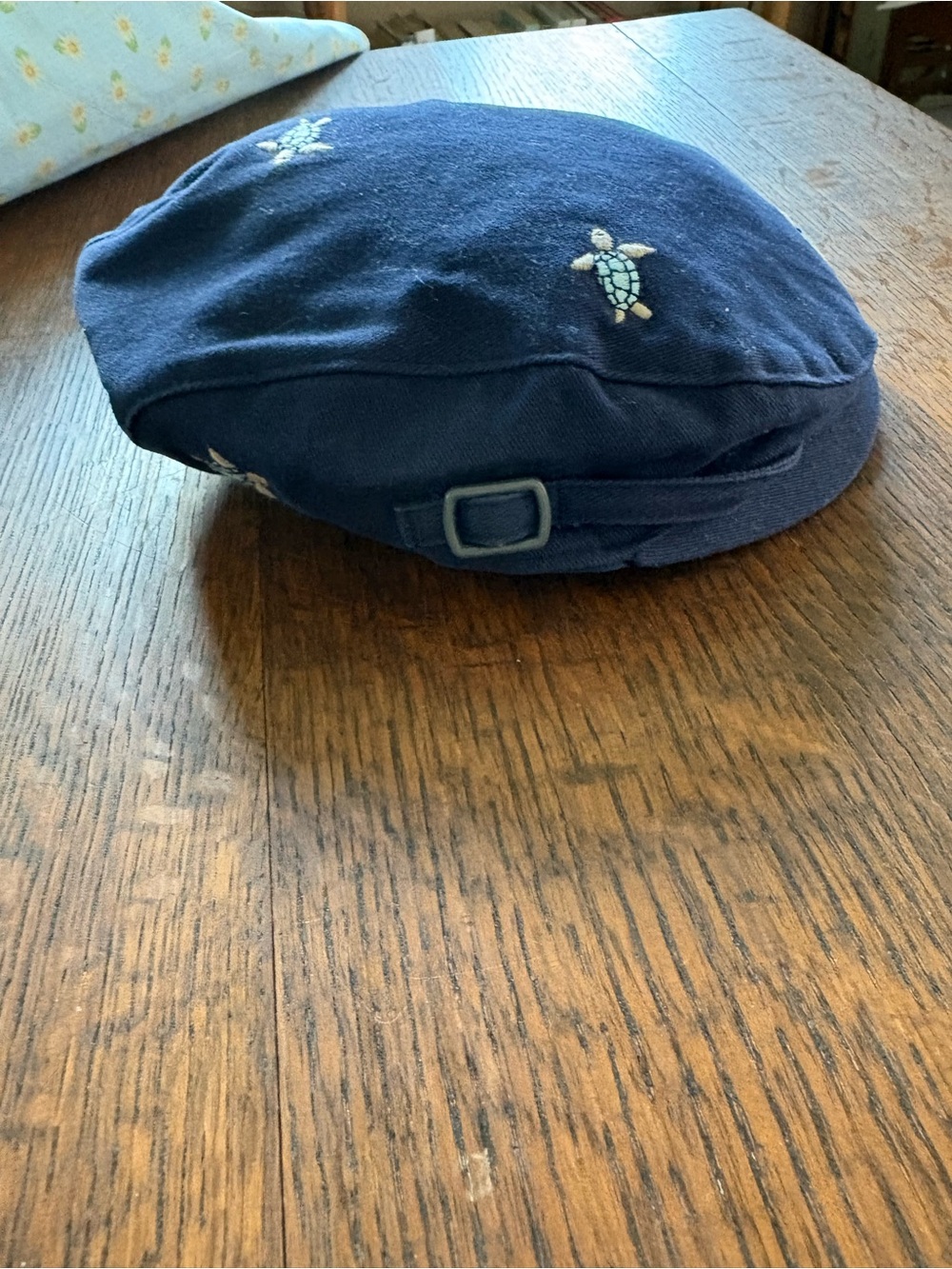 Janie and Jack Navy Blue Kids Newsboy Cap with Turtle Embroidery